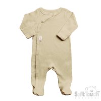 SS4500-BI: Biscuit Ribbed Sleepsuit (0-3 Months)